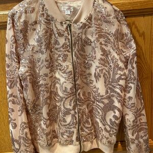 Xhilaration Sequin Bomber Jacket - Light Pink